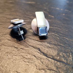 Artisan blue crystal and silver post earrings